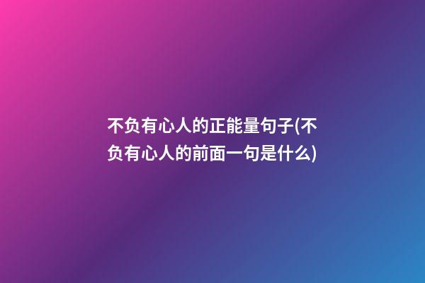 不负有心人的正能量句子(不负有心人的前面一句是什么)