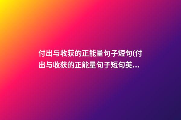 付出与收获的正能量句子短句(付出与收获的正能量句子短句英语)