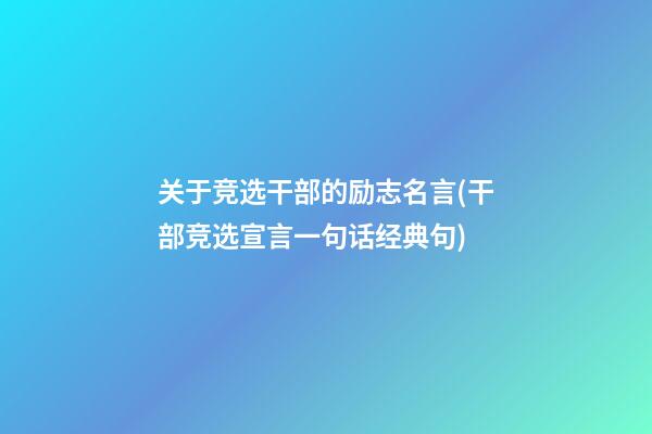 关于竞选干部的励志名言(干部竞选宣言一句话经典句)