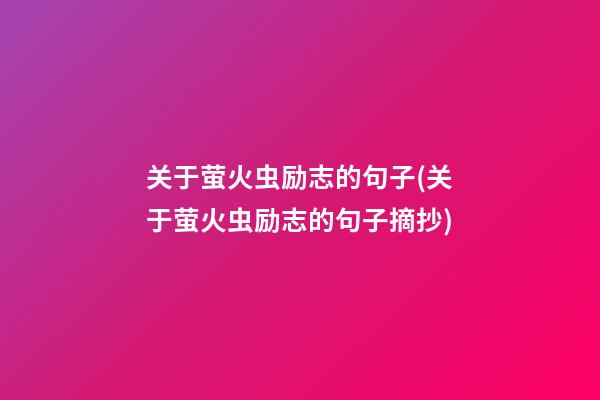 关于萤火虫励志的句子(关于萤火虫励志的句子摘抄)