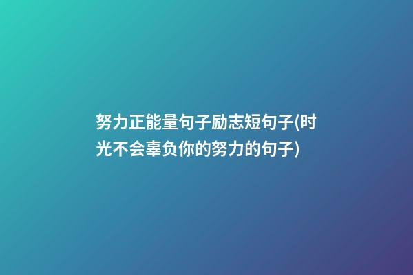 努力正能量句子励志短句子(时光不会辜负你的努力的句子)