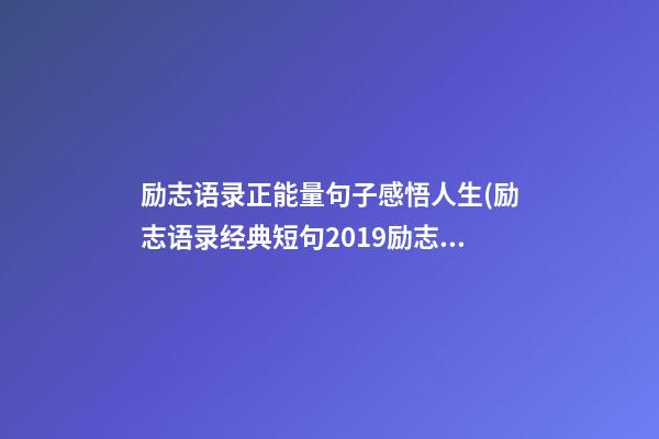 励志语录正能量句子感悟人生(励志语录经典短句2019励志正能量语录)