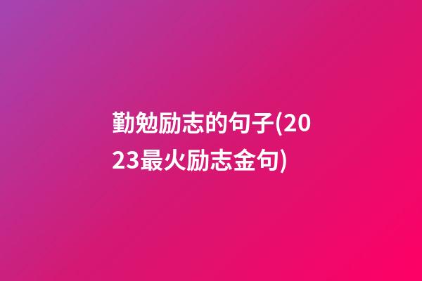 勤勉励志的句子(2023最火励志金句)