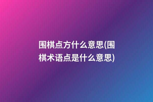 围棋点方什么意思(围棋术语点是什么意思)