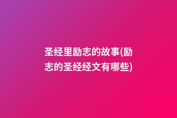 圣经里励志的故事(励志的圣经经文有哪些)