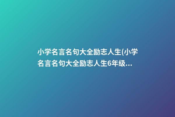 小学名言名句大全励志人生(小学名言名句大全励志人生6年级)