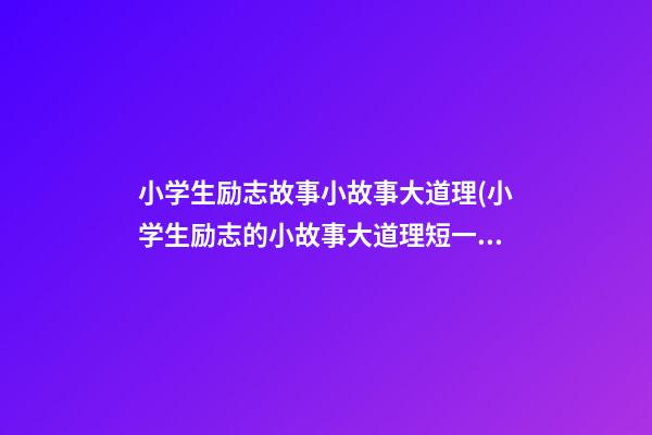 小学生励志故事小故事大道理(小学生励志的小故事大道理短一点的)