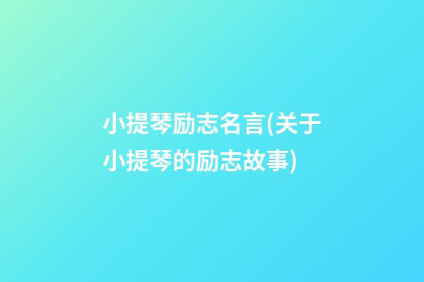 小提琴励志名言(关于小提琴的励志故事)