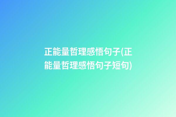 正能量哲理感悟句子(正能量哲理感悟句子短句)