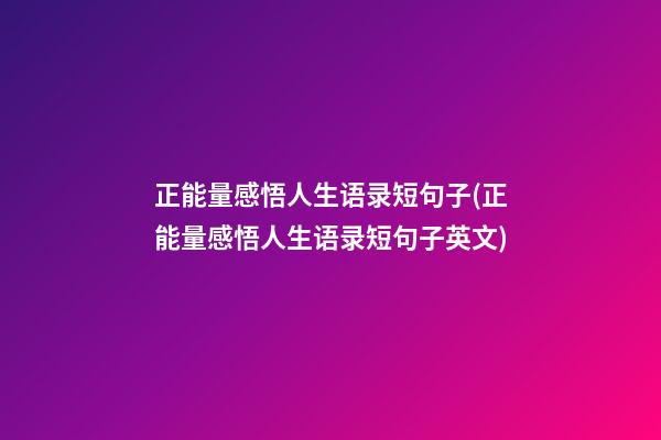 正能量感悟人生语录短句子(正能量感悟人生语录短句子英文)