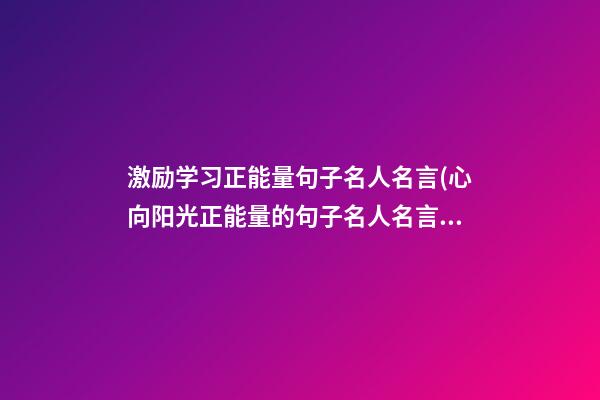 激励学习正能量句子名人名言(心向阳光正能量的句子名人名言简短)