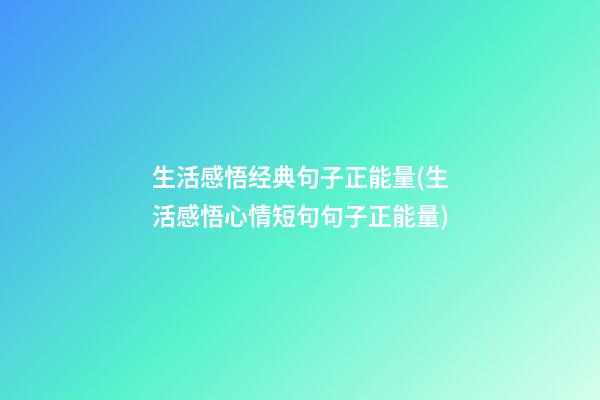 生活感悟经典句子正能量(生活感悟心情短句句子正能量)