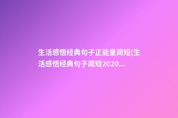 生活感悟经典句子正能量简短(生活感悟经典句子简短2020)