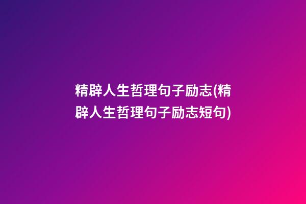 精辟人生哲理句子励志(精辟人生哲理句子励志短句)