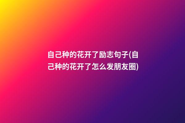 自己种的花开了励志句子(自己种的花开了怎么发朋友圈)