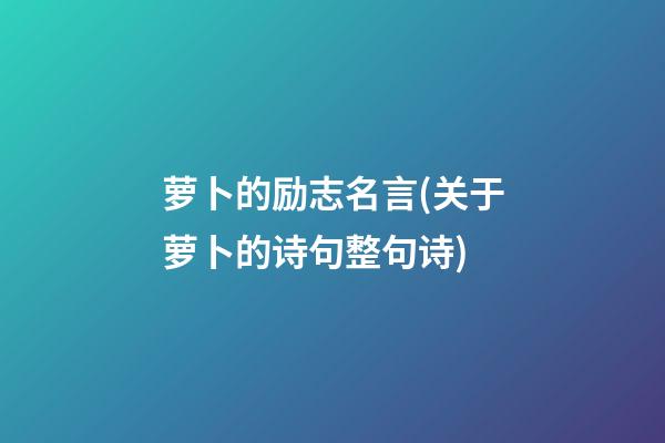 萝卜的励志名言(关于萝卜的诗句整句诗)