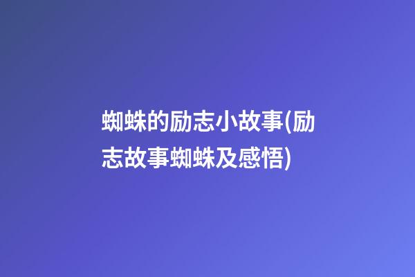 蜘蛛的励志小故事(励志故事蜘蛛及感悟)