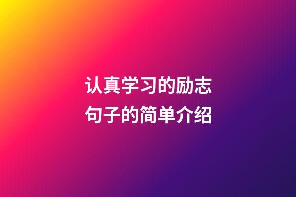 认真学习的励志句子的简单介绍