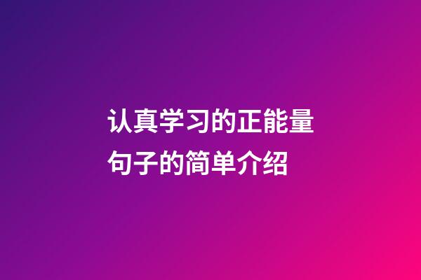 认真学习的正能量句子的简单介绍