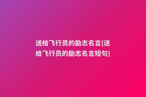 送给飞行员的励志名言(送给飞行员的励志名言短句)