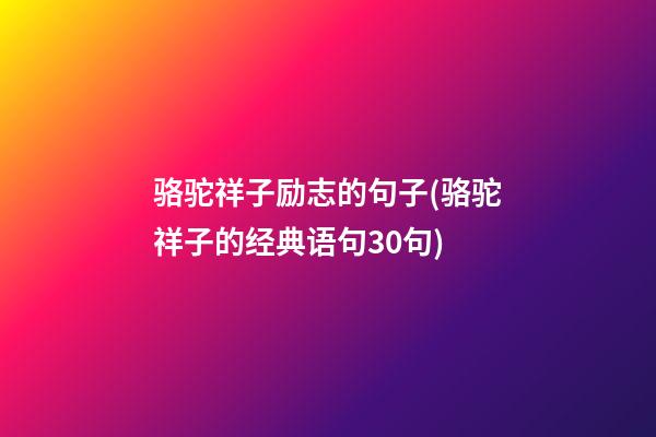 骆驼祥子励志的句子(骆驼祥子的经典语句30句)